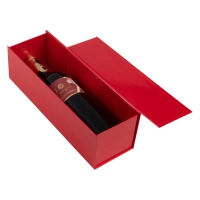 Glossy Wine Bottle Box with Magnetic Closure Red - 33x10x10cm - 25 pieces