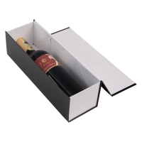 Glossy Wine Bottle Box with Magnetic Closure Black/White - 30x10x10cm - 25 pcs