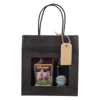 Paper gift bag + window & tag - Black (180 + 80 x 190) | 100 pieces