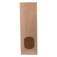 Block Bottom Bag KRAFT with Round Window - 80 + 50 x 250 mm - 500 pieces