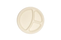 3-Compartment Sugarcane Plates - ø260mm - 500 pcs/box