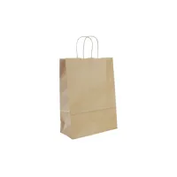 Paper Bag - 180 + 80 x 235 mm - Brown - Twisted Handle - 500 pcs/box