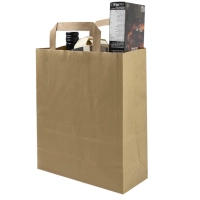 Paper Bag - 220 + 100 x 280 mm - Brown - Flat Handle - 250 pcs/box