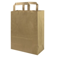 Paper Bag - 260 + 120 x 350 mm - Brown - Flat Handle - 250 pcs/ds