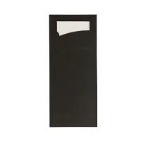 Black cutlery pouch with napkin 85x190mm - 1,000 pcs/box
