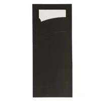 Black cutlery pouch with napkin 95x220mm - 1,000 pcs/box