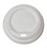 White Lid (CPLA) for Coffee Cup 80mm - 1,000 pcs/box