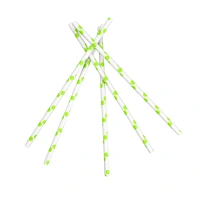 Paper Straws | Ø6 mm·20 cm | *Green Dots* White - 1000 pcs/box