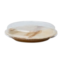 Palm Leaf Bowl + rPET Lid Round 23cm - 100 pcs/box.