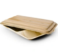Palm Leaf Tray + Lid Rectangular 2V/26x18x4.5cm - 100 pcs/box.