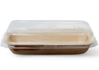 Palm Leaf Dish + rPET Lid Rectangular 18x12x3cm - 100 pcs/box
