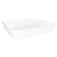 Food Tray PS 390/250cc White 180x135x31mm - 400pcs/box