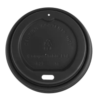 Black CPLA Lid for Coffee Cup 80mm - 1,000 pcs/box