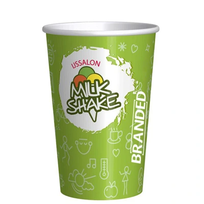 Printed Milkshake Cups Cardboard 400cc/16oz Full Surface