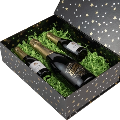 Christmas Magnet Box Stars Black - 35x25x10cm - 25 pieces