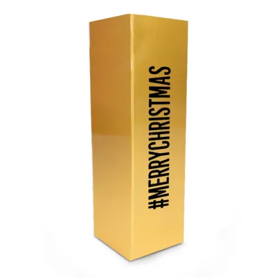 Christmas Wine Bottle Box + Magnetic Closure Gold - 30x10x10cm - 25 Pieces