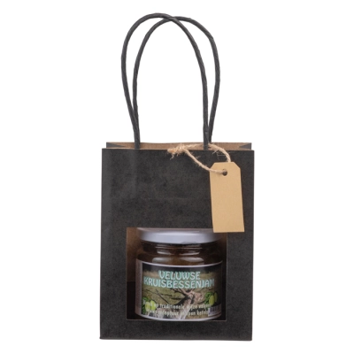 Paper Gift Bag with Window & Tag - Black (115 + 64 x 145) | 100 Pieces