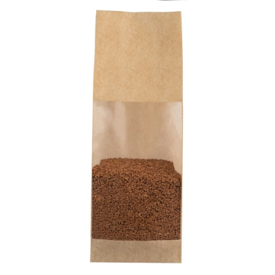 Block Bottom Bag KRAFT 120+70x330 mm with Rectangular Window - 1000 pieces