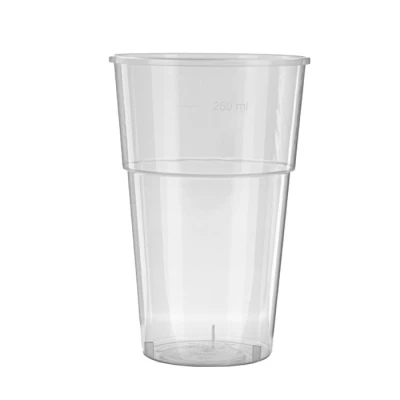 Reusable Plastic Budget Beer Cup (PP) 250cc (300cc max) - 1,250 pcs/box