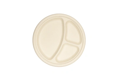3-Compartment Sugarcane Plates - ø260mm - 500 pcs/box