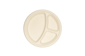 Plate 3-Compartment Sugarcane - ø26cm - 500 pcs/box
