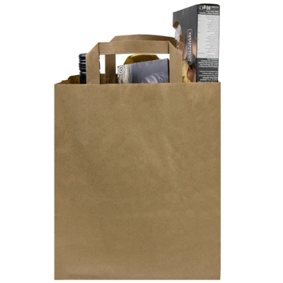 Paper Bag - 320 + 140 x 420 mm - Brown - Flat Handle - 250 pcs/box