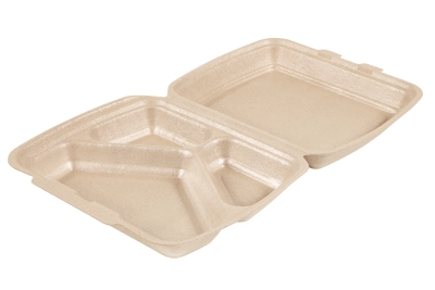 EPP Menu Box - 3 Compartments - 414x240x39mm - Champagne - 130 pcs/box