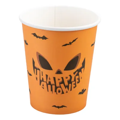Cardboard Coffee Cup Halloween Pumpkin 200cc/8oz - 1,000 pcs/box