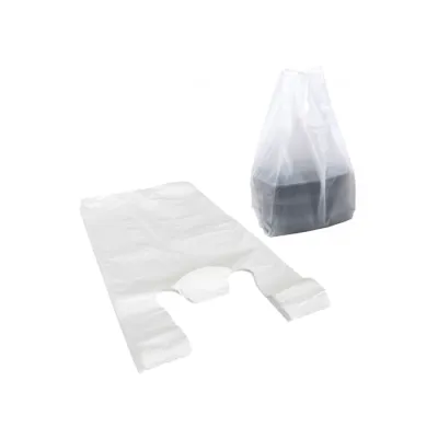 HDPE T-Shirt Bag White 270 + 120 x 480 mm 20my - 1,000 pcs/box