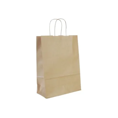 Paper Bag - 220 + 100 x 280 mm - Brown - Twisted Handle - 400 pcs/ds