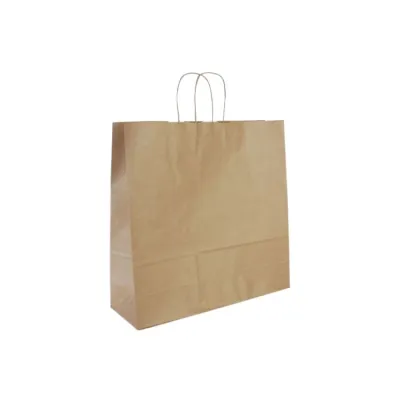 Paper Bag - 320 + 120 x 410 mm - Brown - Twisted Handle - 200 pcs/box