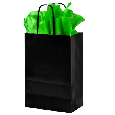 Paper Bag Twisted Handle 190 + 80 x 220 mm Black - 250 pcs/ds