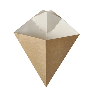 Cardboard French Fry Cone with Sauce Compartment - 235 x 190 mm - 150 gr - 500 pcs/box