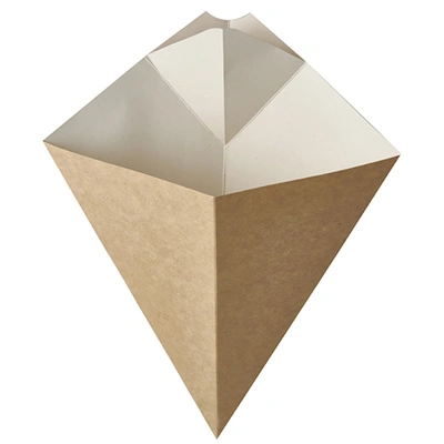 Cardboard French Fry Bag with Sauce Compartment - 10.6 x 8.3 in - 300 gsm - 500 pcs/box