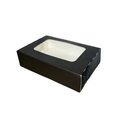 Sushi Box with Window Black - 190x130x50mm - 210 pcs/box