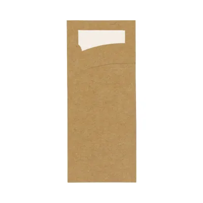 Brown cutlery pouch with napkin 85x190mm - 1,000 pcs/box