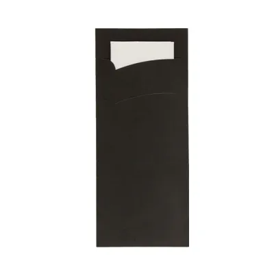 Black cutlery pouch with napkin 85x190mm - 1,000 pcs/box
