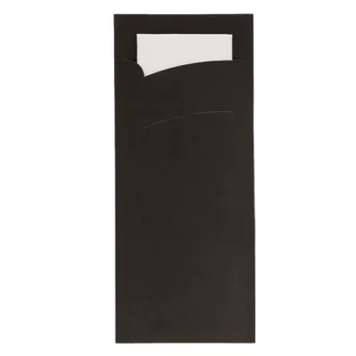 Black cutlery pouch with napkin 95x220mm - 1,000 pcs/box