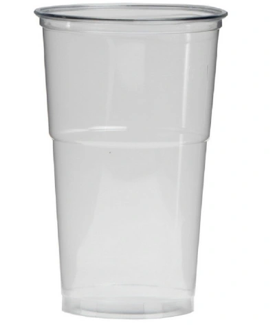 Plastic Beer Glass (rPET) 500cc (650cc max) - 800 pcs/box.