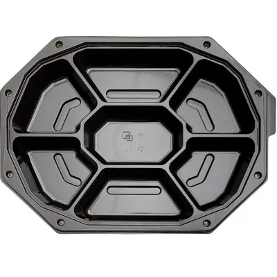 Catering Tray CS335 Black/PET 7-Compartment 33.5X25X3.8cm - 100 pcs/box.