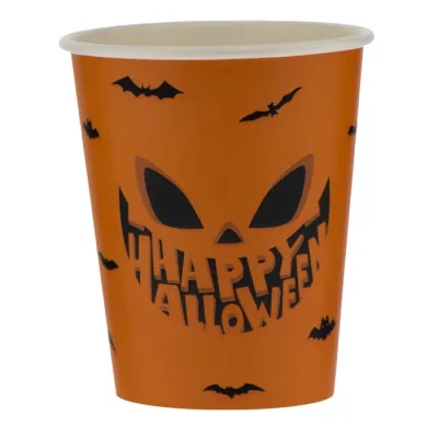 Cardboard Coffee Cup Halloween Pumpkin 200cc/8oz - 1,000 pcs/box