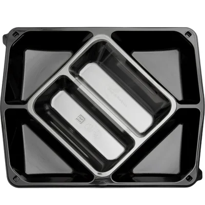 Hi-Tapas Serving Tray rPET Black 6 Compartments - 100 pcs/box.