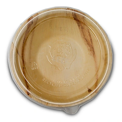 Palm Leaf Tray + rPET Lid Round ø210mm - 100 pcs/box.