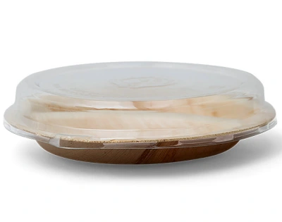 Palm Leaf Bowl + rPET Lid Round 2V/ ø230mm - 100 pcs/box.