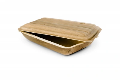 Palm Leaf Tray + Lid Rectangular 26x18x5cm - 100 pcs/box.