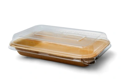 Palm Leaf Tray + rPET Lid Rectangular 20x14x5cm - 100 pcs/box.