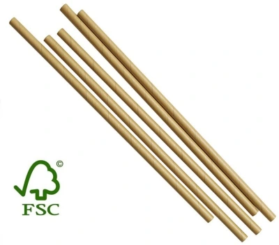 Drinking Straw Paper FSC® Kraft 200mm Ø6mm - 200 Pieces