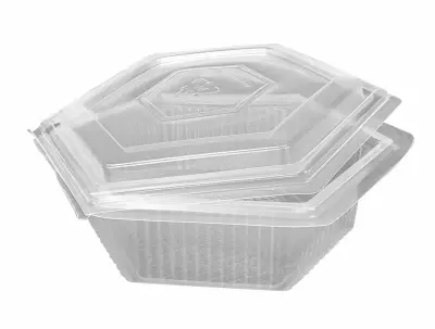 Plastic Container with Attached Hinged Lid 1250cc - 300 pcs/box