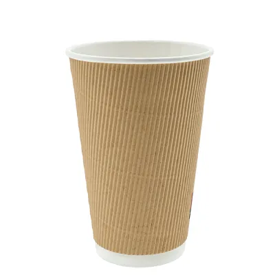 Cardboard Coffee Cup Ripple Kraft 400cc/16oz - 500 pcs/box