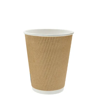 Ripple Kraft Cardboard Coffee Cup 300cc/12oz - 500 pcs/box
